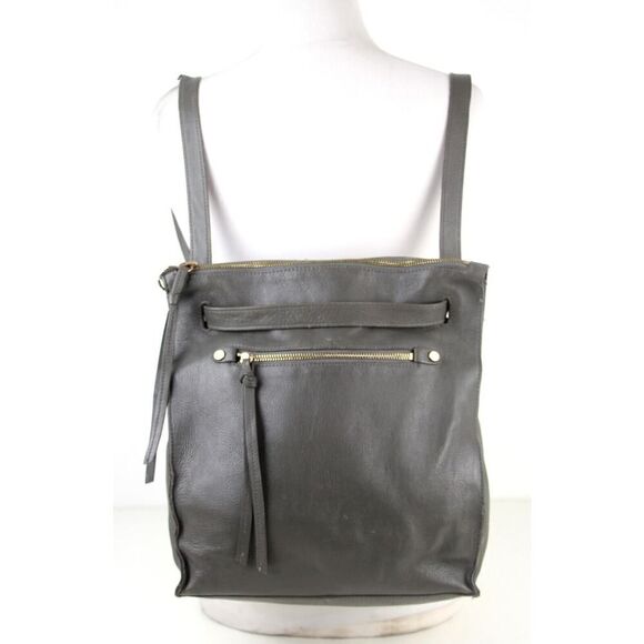Kooba GRAY GENUINE LEATHER BACKPACK CONVERTIBLE SHOULDER BAG X-BODY PURSE - Picture 9 of 16